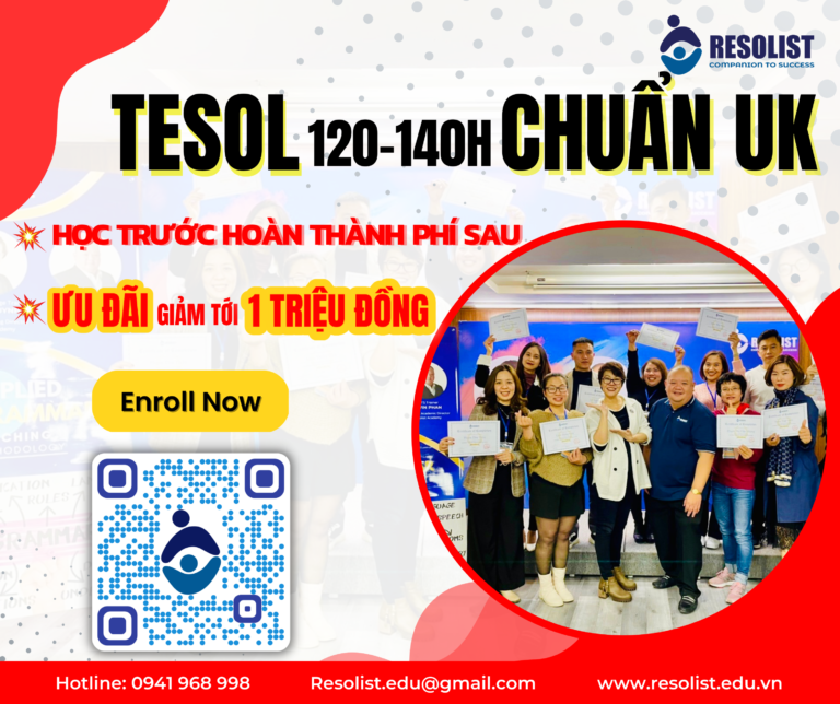 Khoá đào tạo chứng chỉ tESOL  120 – 140hrs